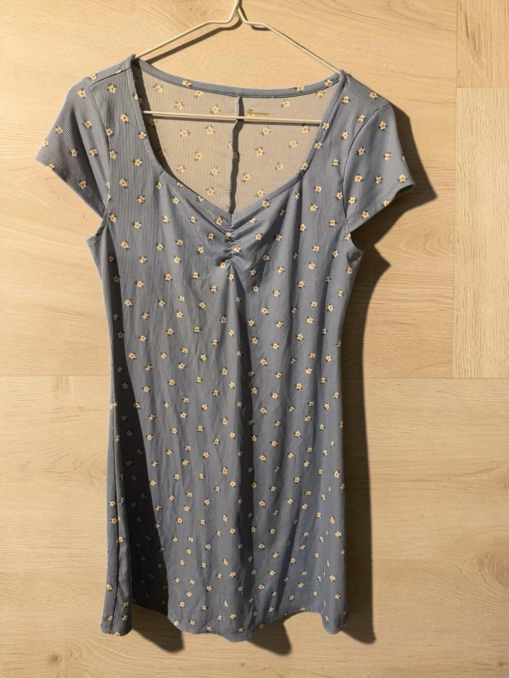 No Boundaries Dress Size S (4-6) Blue Floral Ruched Mini
